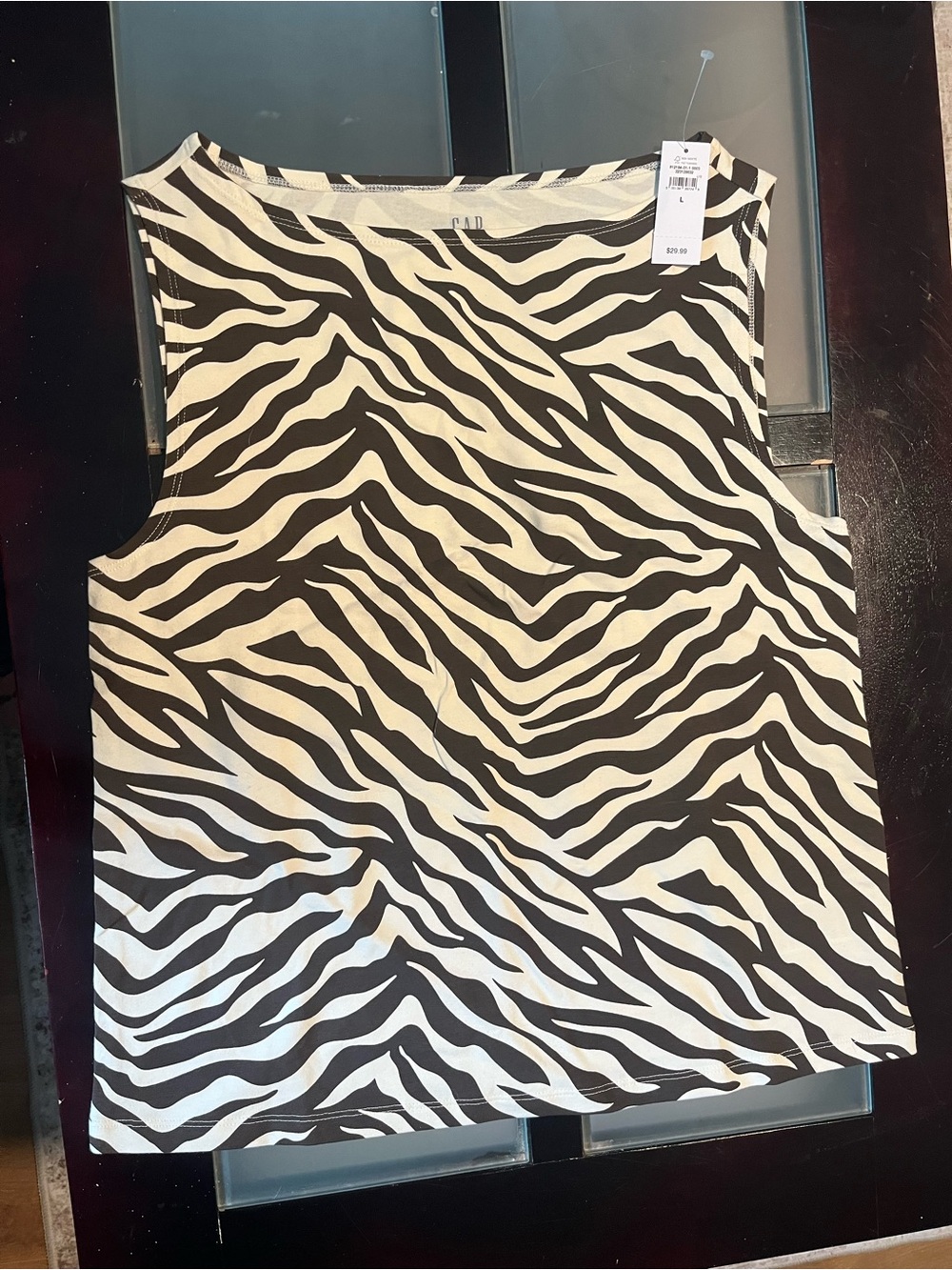 GAP Zebra Print Tank Top in Black and White